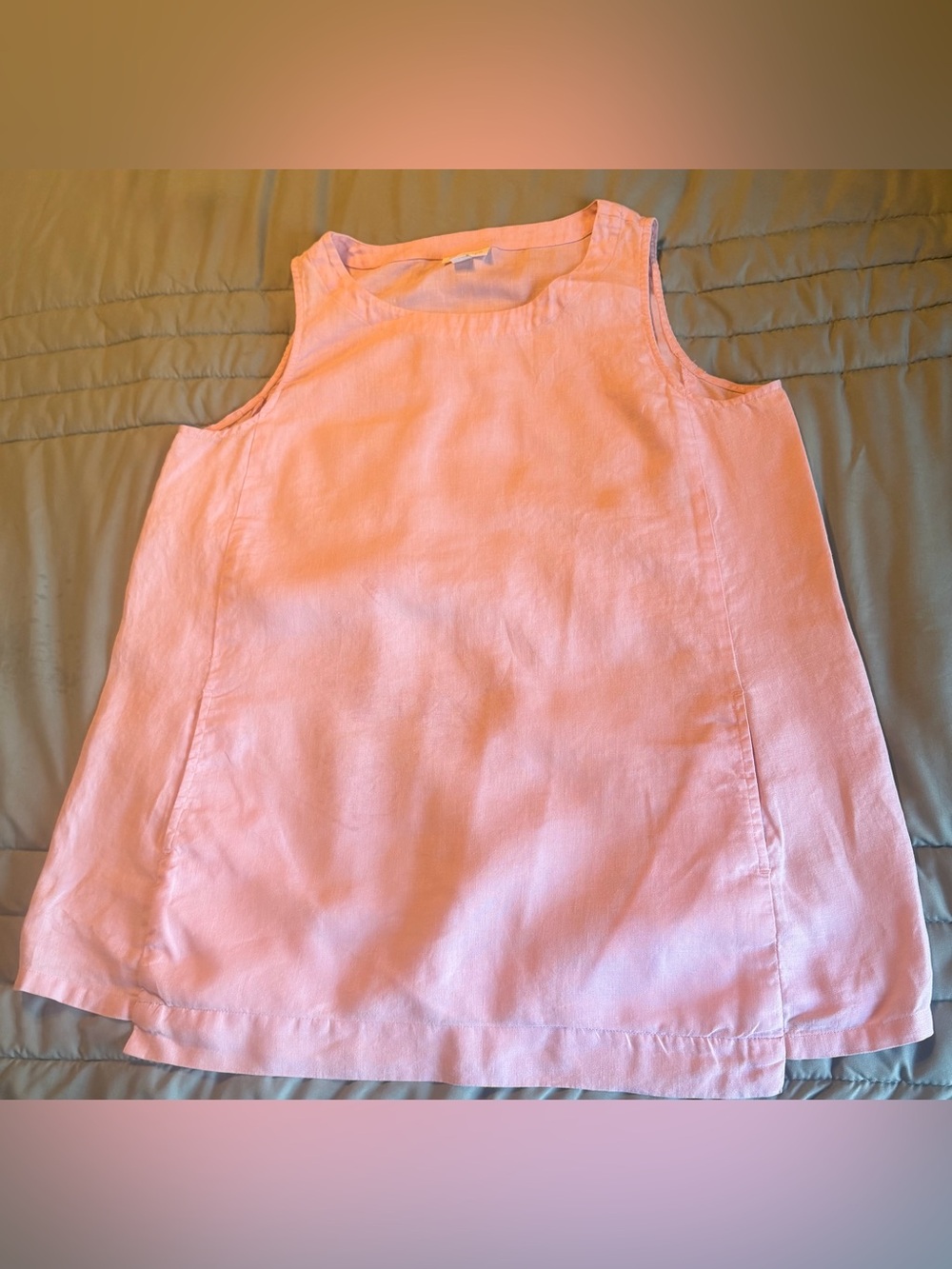 Light Pink Sleeveless Linen Tank Top